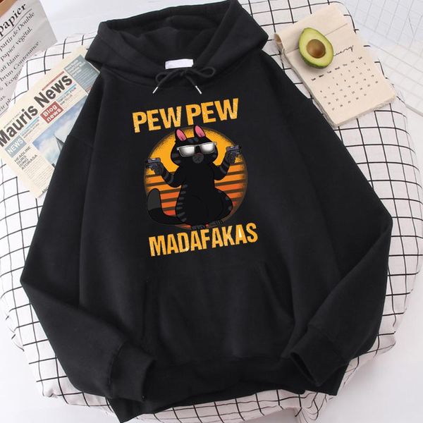 

women's hoodies & sweatshirts pew madafakas cool cat druck weibliche hoodie casual fleece hoody mode sweatshirt herbst weiche lose pull, Black
