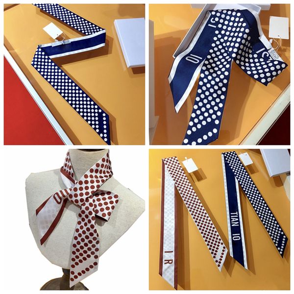 

trendy printed headbands long hair ponytail headband womens multifunction waistband silk scarves 2 colors 8*120cm, Silver