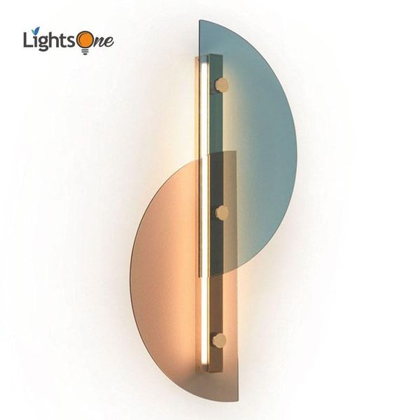 

wall lamp nordic living room light bedroom bedside showroom model creative simple semicircle glass