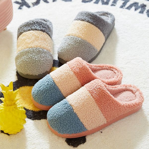

fashion mix-colors winter cotton women home warm thick bottom indoor plush shoes womens slippers cute lovers home soft footwear, Black
