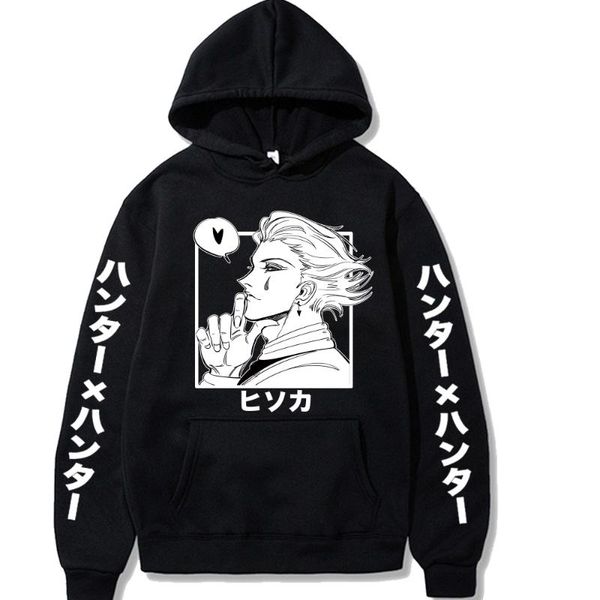 

men's hoodies & sweatshirts x anime cartoon hisoka pullover fashion harajuku, Black