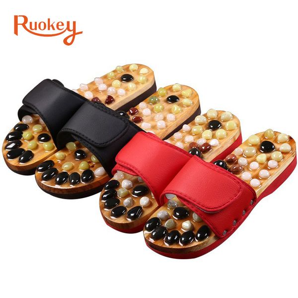 

acupressure massage slippers with natural stone therapeutic reflexology sandals foot acupoint massage shiatsu arch pain