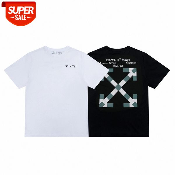 

striped plaid arrow pattern round neck short sleeve men and women same batch #g89i, White;black