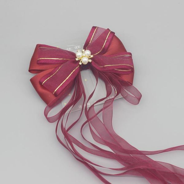 

hair accessories children pearl wine red stripe girls clips, Slivery;white