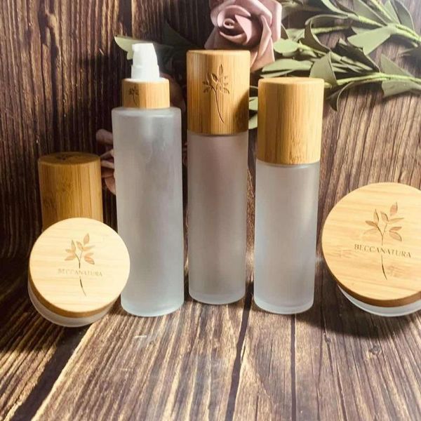 

storage bottles & jars 1 oz frosted clear pumps bamboo lotion glass dropper bottle 30ml 50ml 100ml 120ml frost mist spray