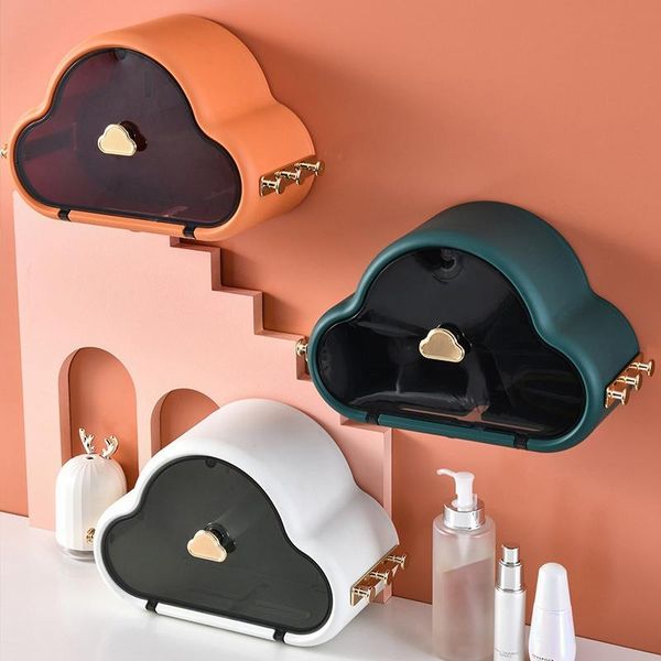 

Punch Free Self Adhesive Waterproof Wall Mounted Toilet Tissue Box Cover Multifunction Bathroom Storage Organizer Boxes & Napkins