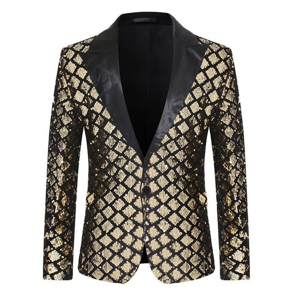 

men's suits & blazers pyjtrl fashion geometry sequins jacket stage singers banquet host party costume homme, White;black