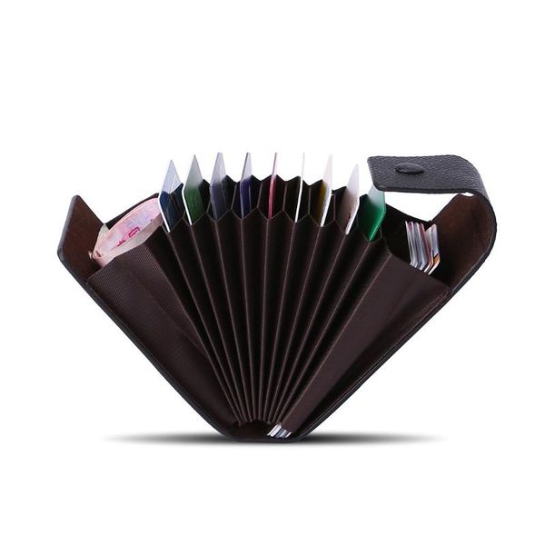 

card holders fashion business id wallet holder name cards case pocket organizer 50ld, Brown;gray