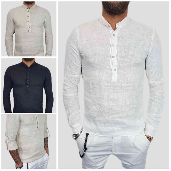 

men's shirts ummer olid color long leeve, White;black