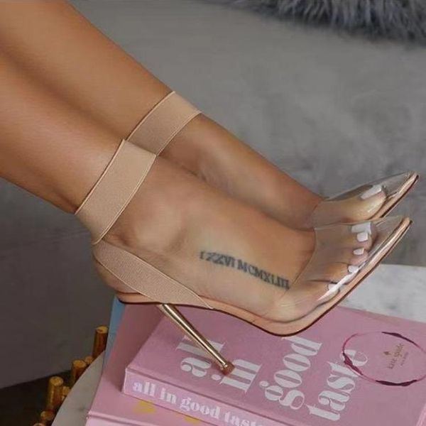

sandals elastic band strappy heels fashion womens shoes 2021 suit female beige slip-on luxury comfort black high velvet poi