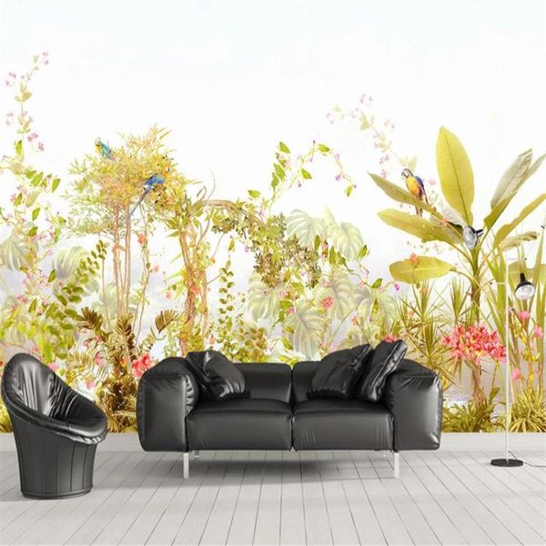 

wallpapers milofi custom 3d wallpaper mural european original jungle flowers and birds background wall living room bedroom decoration paint