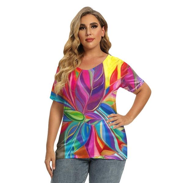 

plus size t-shirt women's summer v-neck printing fashion casual oversized 2021 clothes l-3xl, Black