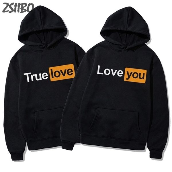 

men's hoodies true love&love you letters funny print harajuku casual mens sweatshirts male hoodie women streetwear hiphop 211014, Black