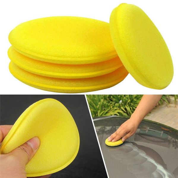 

care products 12pcs*100 car accessories washing tools waxing sponge rubbing yellow polishing round shaped cleaning