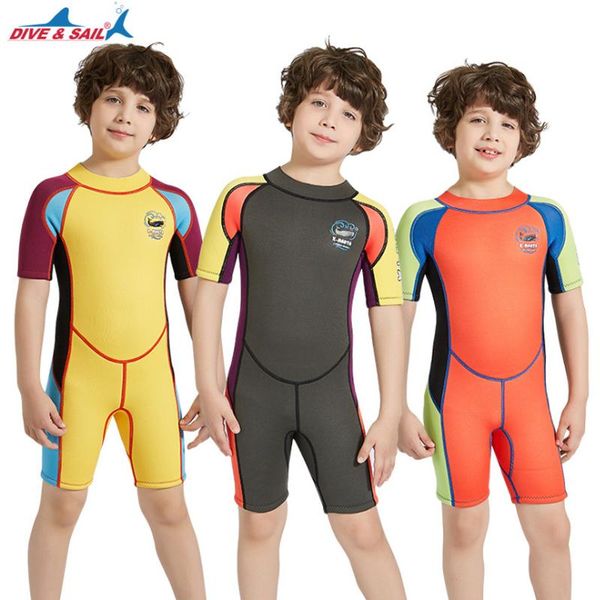 

dive & sail one piece kids girls boys short sleeves warm wetsuit diving suit surfing swimwear upf 50+ 18814 two-piece suits