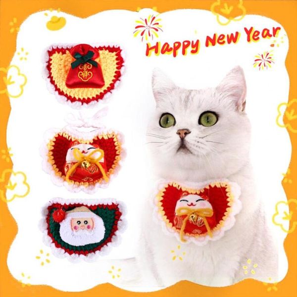 

cat costumes beautiful woolen yarn pet cats bandana bib knitted all--