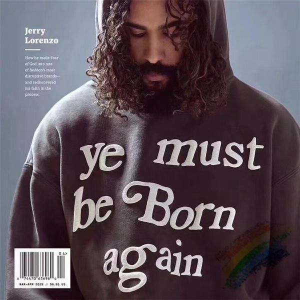 

hoodies 3d foam printing cpfm ye must be born again kanye pullover men women sweatshirts streetwear kids see ghosts hoodie, Black