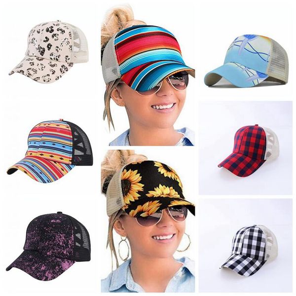 

sunflower criss cross baseball hats 16 styles plaid cactus mesh hallow out caps high messy buns ponycaps party cap ooa8504