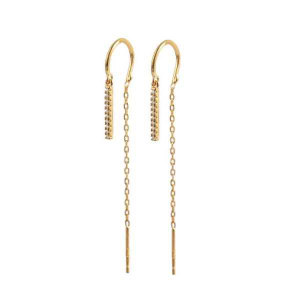 

dangle & chandelier 925 silver chain piercing drop earring long chains thread pin jewelry