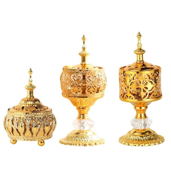 

fragrance lamps golden electroplated censer regal metal incense burner lotus vintage buddha frankincense