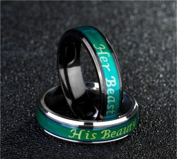 

mood ring new fashion sense temperature change color couples rings, Golden;silver