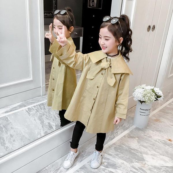 

kids trench coats for girls children fashion 2021 korean loose jackets khaki windbreaker teens outerwear coat, Blue;gray