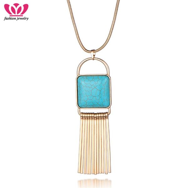 

pendant necklaces fashion long tassels big lock necklace for women sweater chain statement christmas gifts 2021 drop, Silver