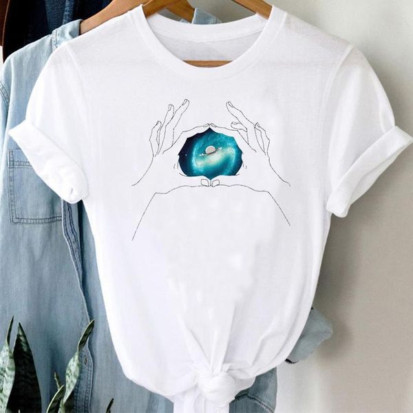 

women's t-shirt t-shirts women cartoon printing space 90s universe short sleeve clothes graphic tshirt lady print female tee, White