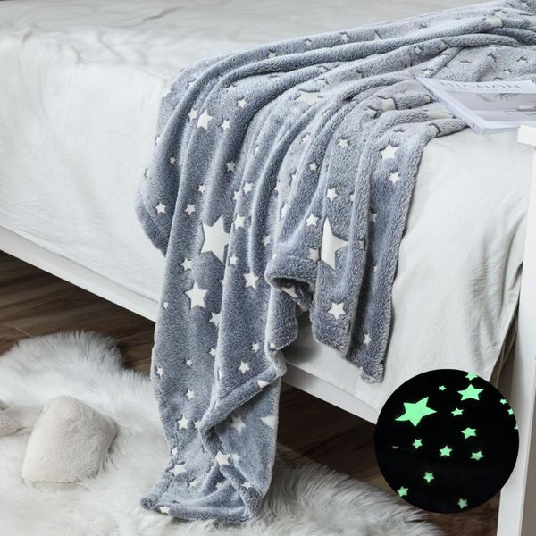 

blankets winter warm blanket super soft flannel fleece throw bedding sheet glow in the dark stars for kid bedroom decor