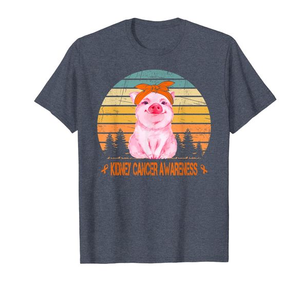 

funny kidney cancer pig orange bandana shirt, White;black