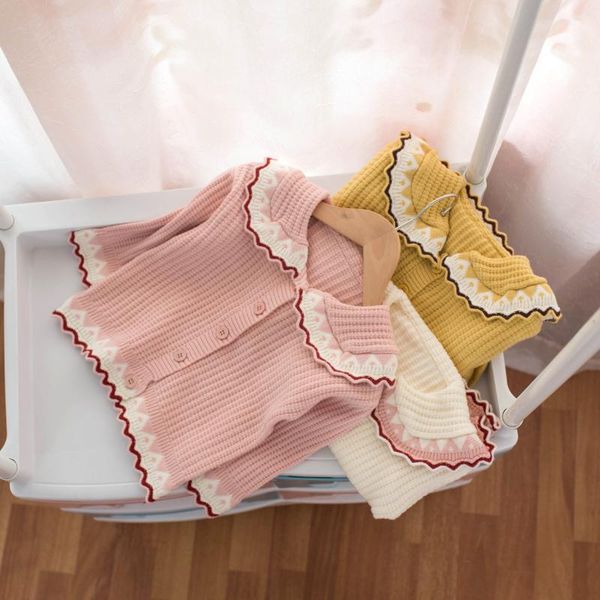 

pullover autumn baby girls lapel cardigan, Blue