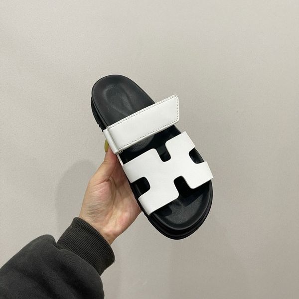 

slippers sandals h-tow 2021 summer new leisure second uncle white one line sandal for women zly, Black