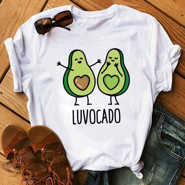 

90s graphic cute grunge and men womens korean style tees female kawaii avocado funny cartoon women harajuku ullzang, White;black