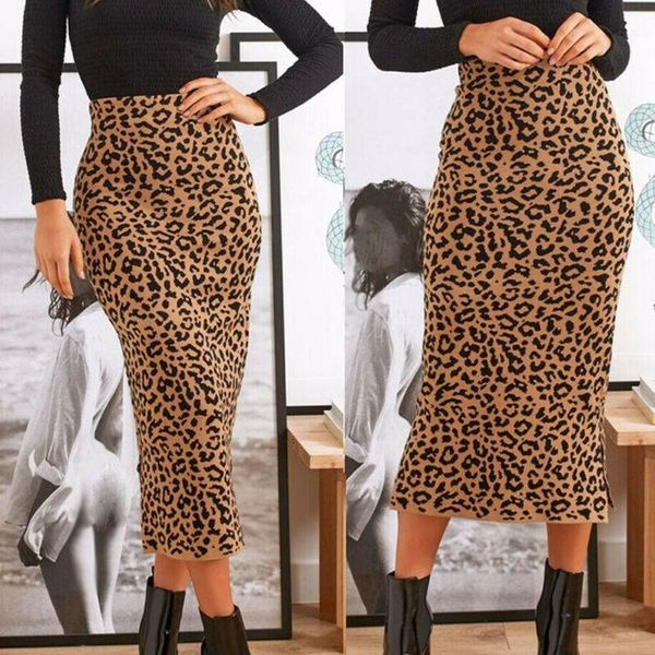 

skirts fashion women ladies leopard slim high waist bodycon long length, Black