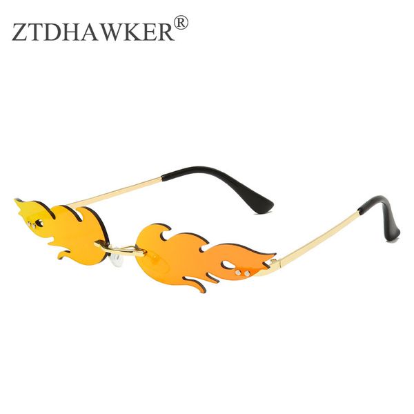 

women's sunglasses new frameless bright metal eyeglasses fashion funny small frame red sun glasses flame shades for women, White;black