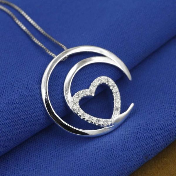 

chains fashion jewelry women wedding heart zircon pendant necklace, Silver