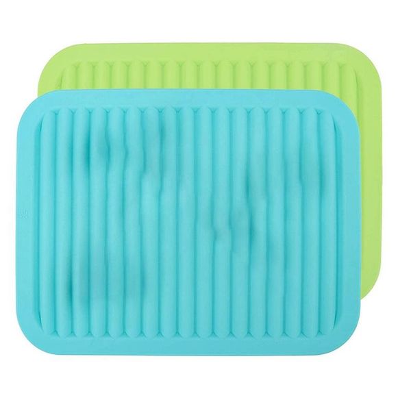

mats & pads silicone trivets dish drying mat, 2pcs thick wave non-stick heat resistant insulation pot pad, draining mat