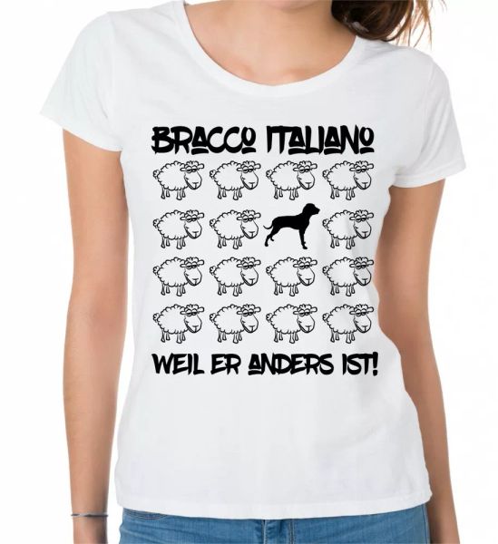

bracco italiano womens t-shirt black sheep by siviwonder, White;black