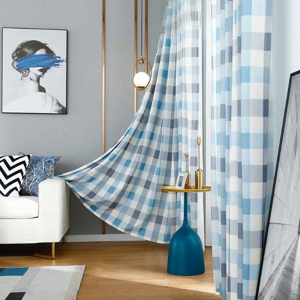 

curtain & drapes modern plaid windows tulle curtains translucent screening yarn panel printing shower for bathroom 1x