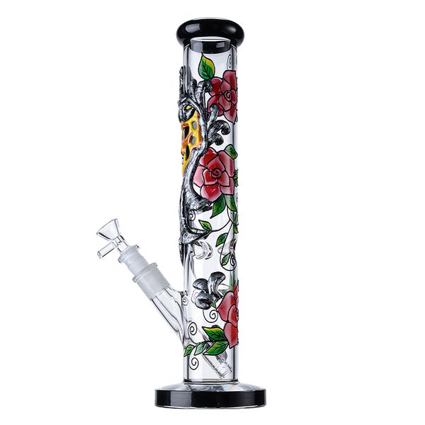 Tubo dritto artigianale Bong Narghilè unici Tubi d'acqua Bong in vetro Watepipes con ciotola da 18 mm GID17