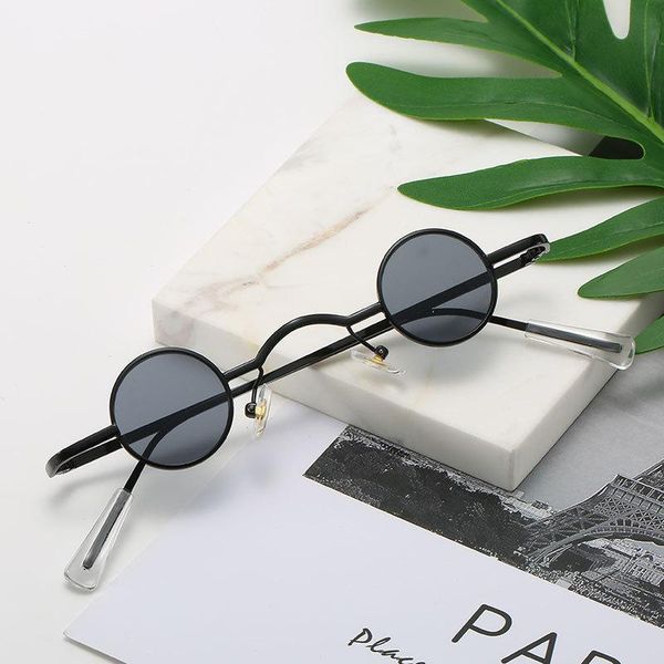 

metal small framed punk sunglasses personality hip hop round prince mirror men's and women's fashion street glasses, White;black