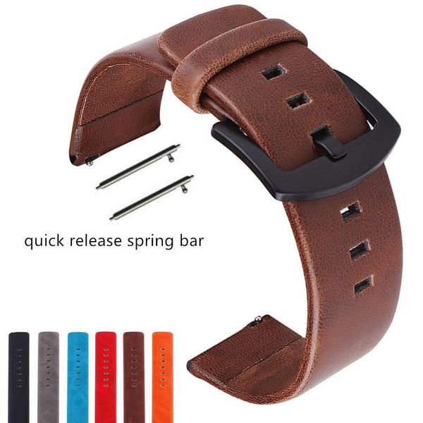 

watch bands genuine leather watchbands bracelet black blue gray brown cowhide strap for women men 18 20mm 22mm 24mm wrist band, Black;brown