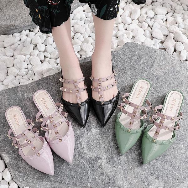 

slippers wedge heel sandals for summer women's fashion all-match non-slip plastic lazy, Black