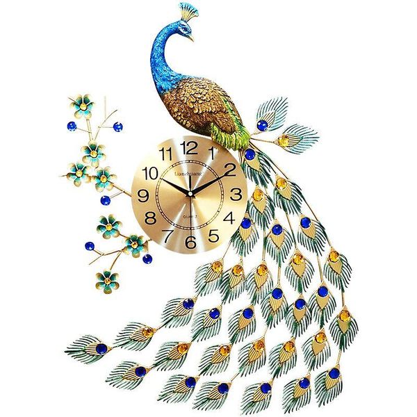 

modern home decor 3d wall clock living room decoration peacock creative metal digital my melody clocks