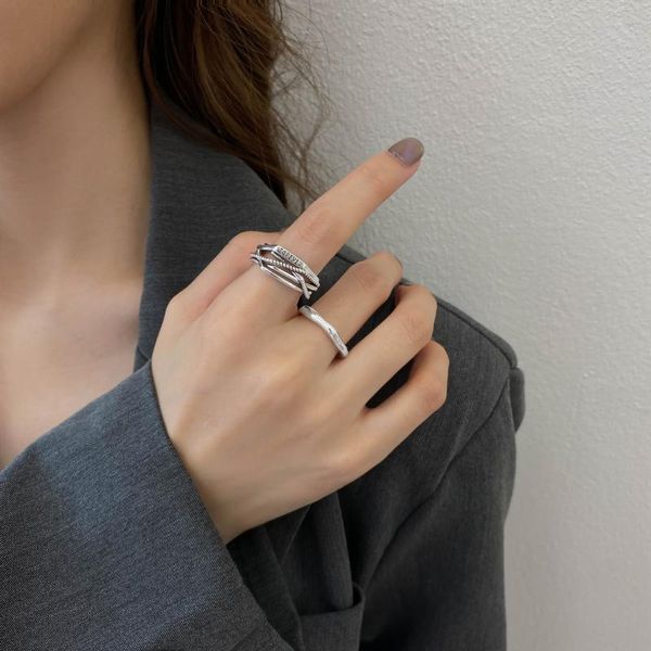 

wedding rings myqis vintage irregular letter finger ring for women girl 2021 trend aesthatic metallic adjustable open jewelry ringen, Slivery;golden