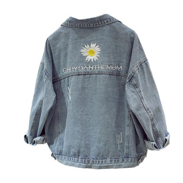 

women's jackets women outwear denim coat solid turn down collar cotton jean jacket casual female flower embroidery, Black;brown