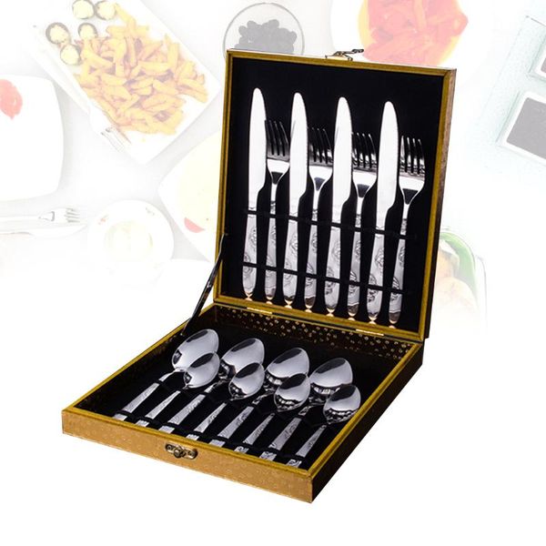 

dinnerware sets 16 pcs four-person stainless steel tableware set steak and fork cutlery suit western supplies