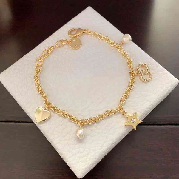 

christian/dio necklace dijia / djia letter cd pearl star love bracelet simple women full diamond jewelry products, Red;brown