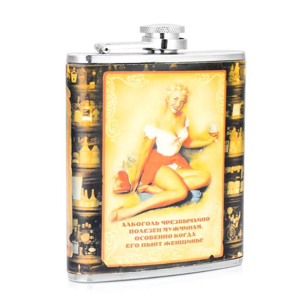 

hip flasks carrywon bar girl printed classic/flask 7oz single portable refinement stainless steel whisky alcohol for man