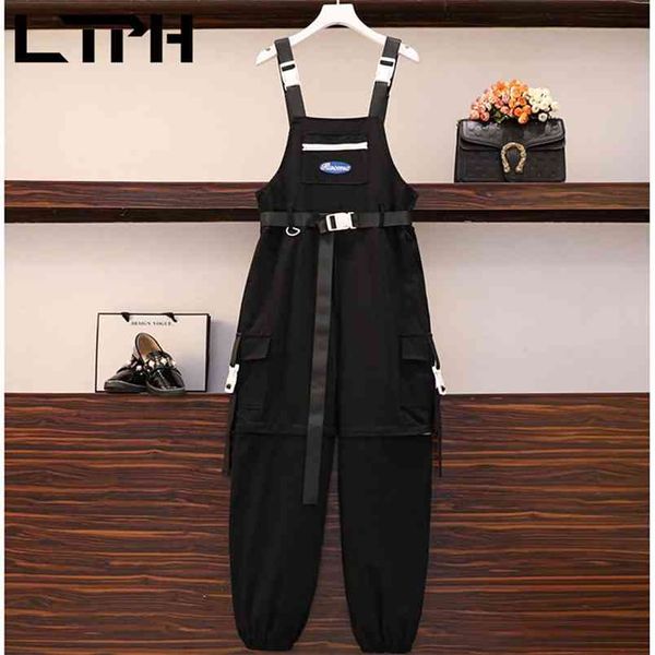 

ltph ins detachable two wear tooling overalls loose all-match women trousers streetwear casual high waist pants spring 210423, White